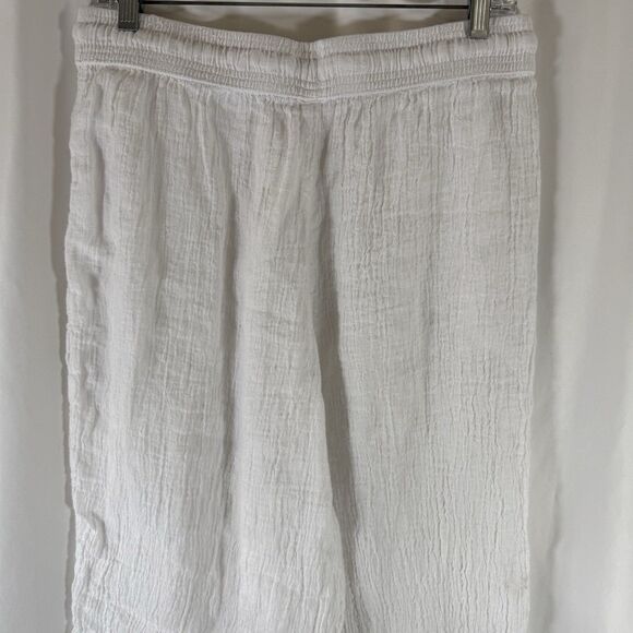 Sigrid Olsen 100% Linen Pants Women's Large White Pull On Drawstring Pockets - Picture 9 of 12